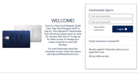 gap credit card login barclays portal